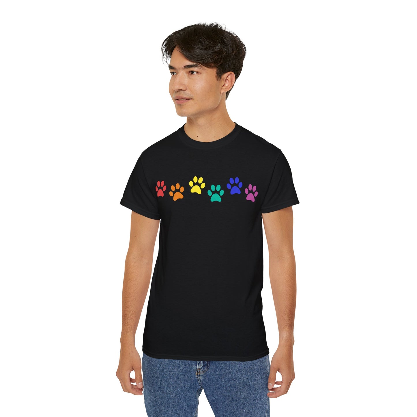 Rainbow Paw Prints Unisex Ultra Cotton Tee