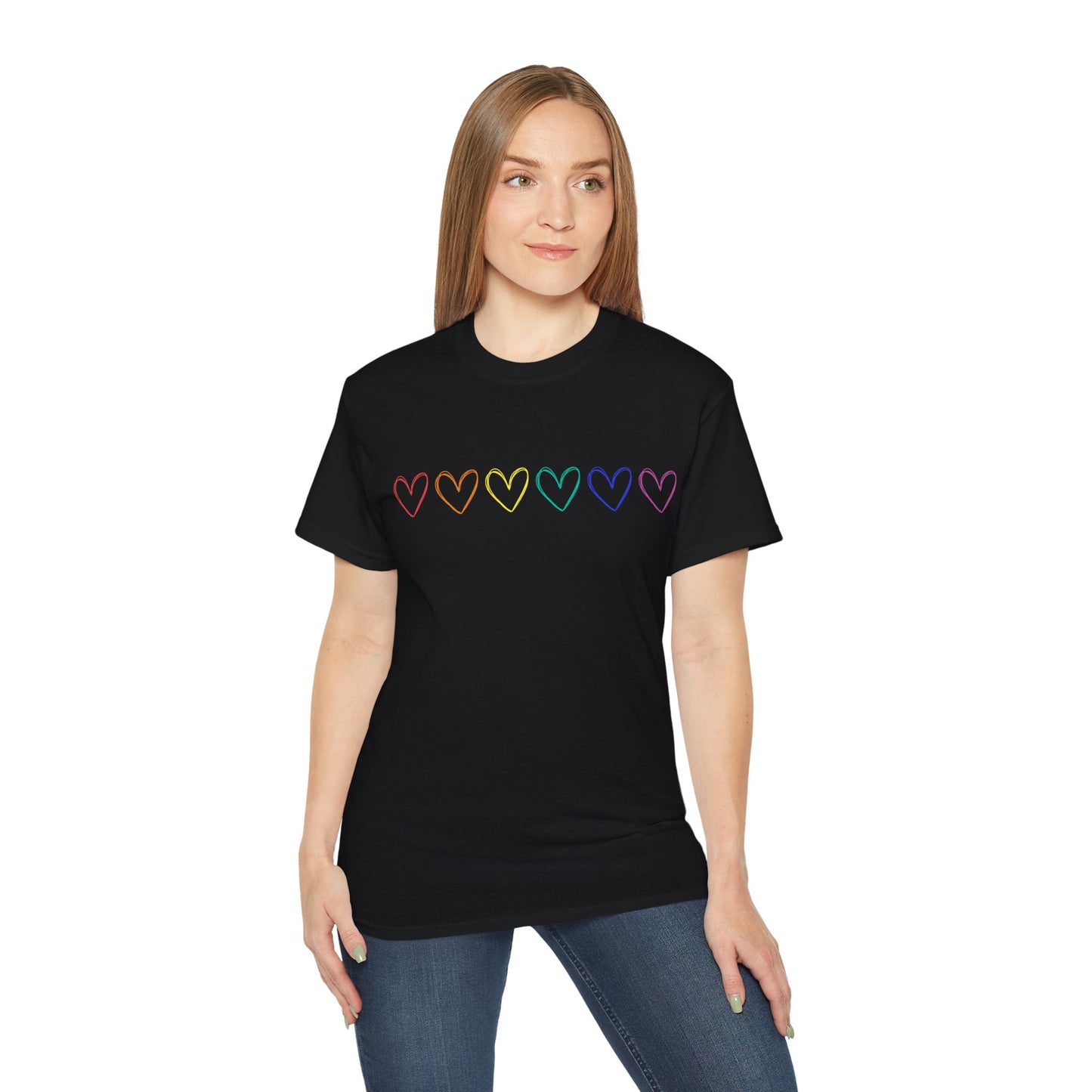 Rainbow Hearts Unisex Ultra Cotton Tee