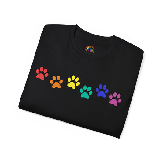 Rainbow Paw Prints Unisex Ultra Cotton Tee
