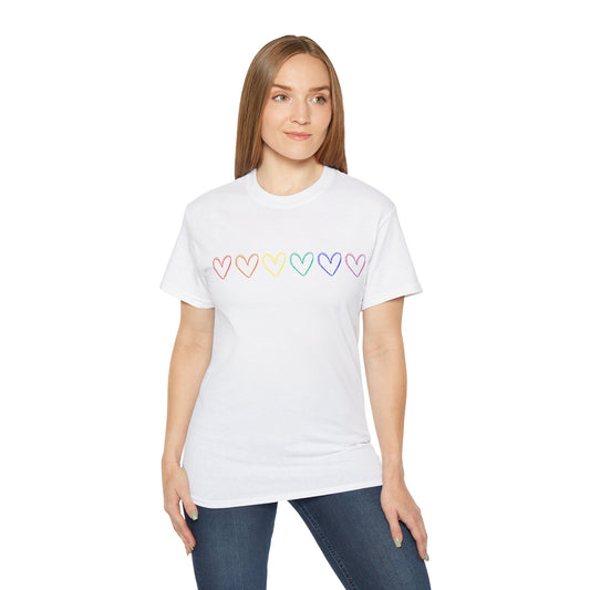 Rainbow Hearts Unisex Ultra Cotton Tee