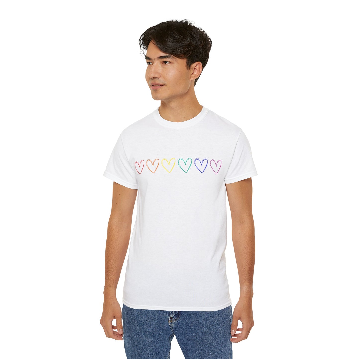 Rainbow Hearts Unisex Ultra Cotton Tee