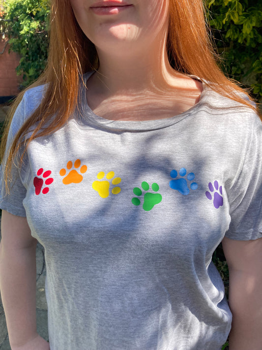 NewLove Rainbow Paw Prints T-Shirt