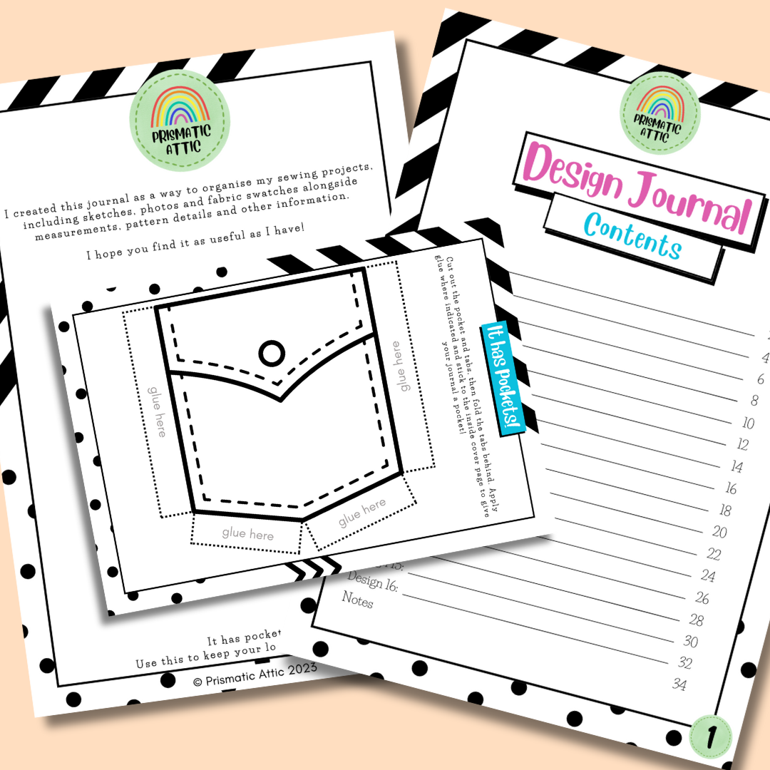 Digital Download - Creative Sewing Design Journal 'Mostly Monochrome'