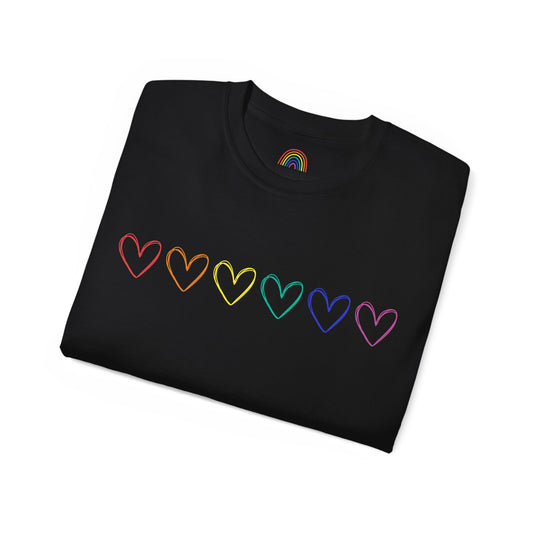 Rainbow Hearts Unisex Ultra Cotton Tee