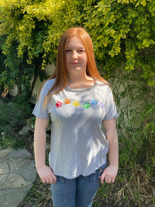 NewLove Rainbow Paw Prints T-Shirt